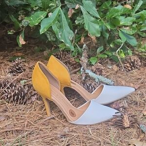 Chinese Laundry Mustard and Cream Heels